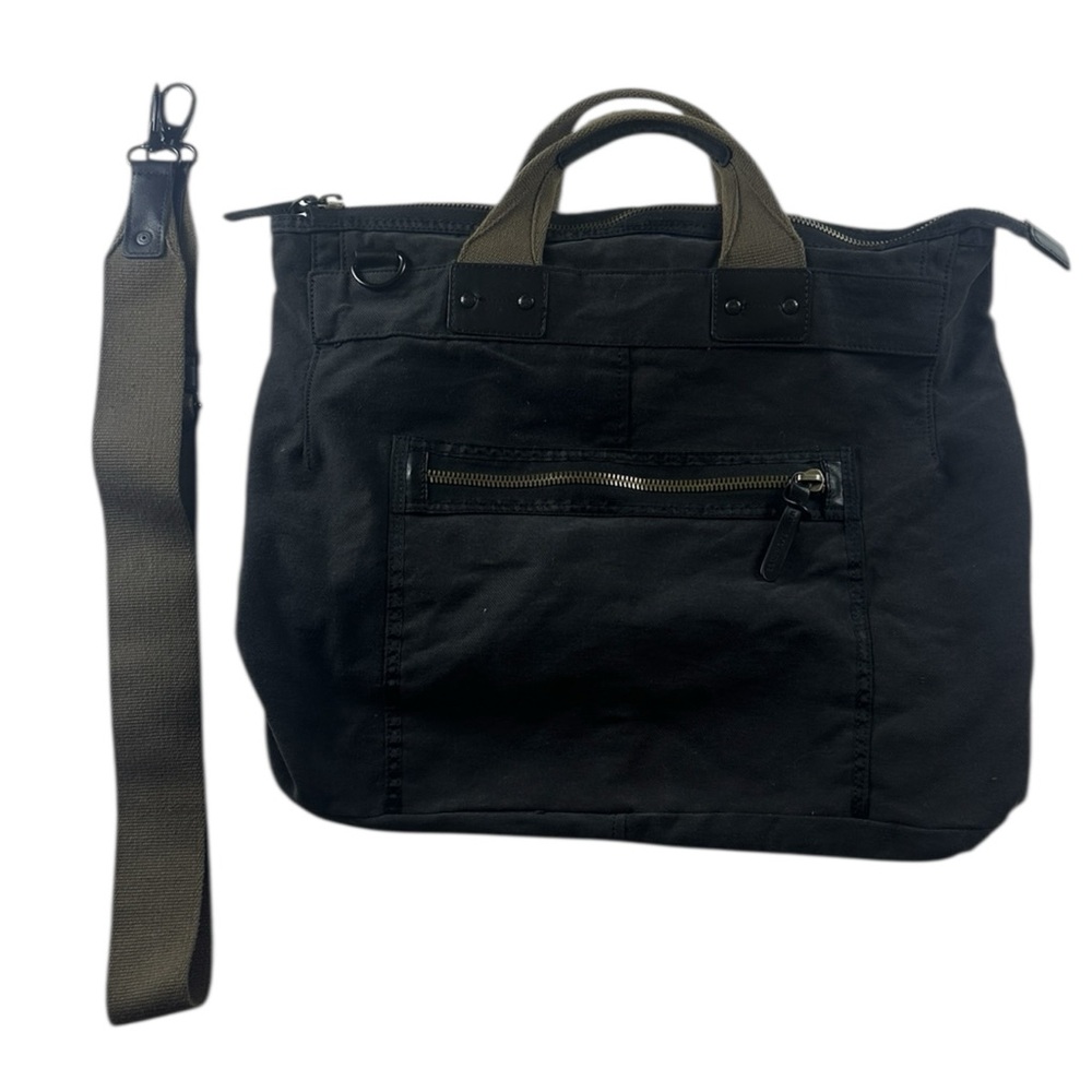 Armani Exchange Canvas Tote Bag Travel Bag with Crossbody Strap in Black